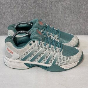 K-Swiss Express Light Pickleball Sneaker Shoe-White/Light Blue-Women Size 7.5